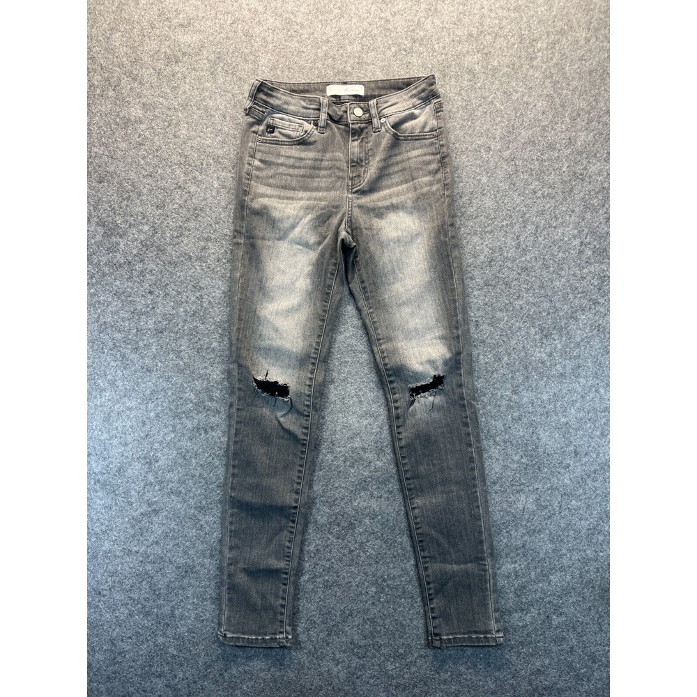 Kancan Womens Jeans Size 26 Skinny Distressed Gray Stretch High Rise Denim Jeans